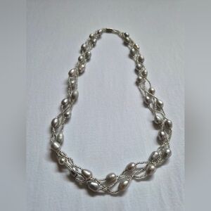 Elegant Silver Pearl Necklace